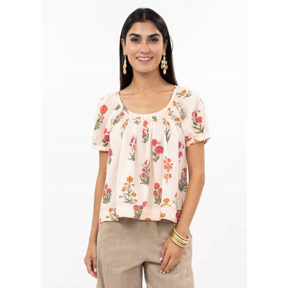 NEW IVY JANE dolly floral top in ivory